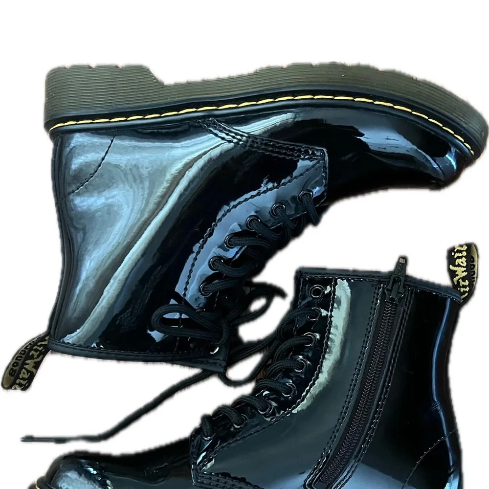 Dr. Martens 1460 J Black Patent Leather Lace-Up Boots